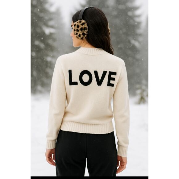 Spiritual Gangster Cream Chenille Sweater Top “LOVE” Back – Women’s Medium - Picture 10 of 10